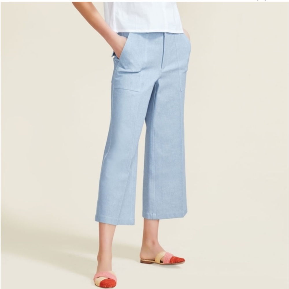 Pearl by Lela Rose denim crop wide leg pants